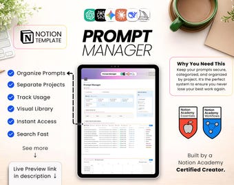 Notion Prompt Library | AI Organizer & Vault for ChatGPT, Claude, Midjourney, Gemini, Grok and More