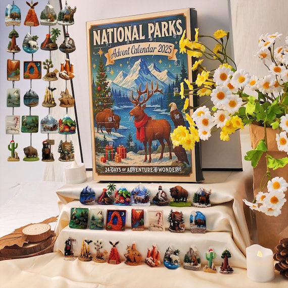 Calendario Avvento 2025 Parchi Nazionali - 24 Ornamenti A Tema Natura, Regalo Per Amanti Outdoor