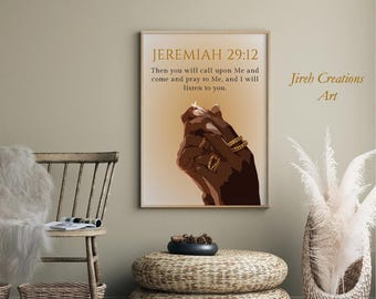 Christian Black Women Wall Art, Black Woman Art, Scripture Wall Art, Christian Wall Art, Wall Art Black Girl, Digital Download