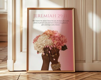 Black Christian Wall Art, Jeremiah 29 11 Wall Art, Black Girl Inspirational Bible Verse Print, Christian Digital Download, Christian Digital