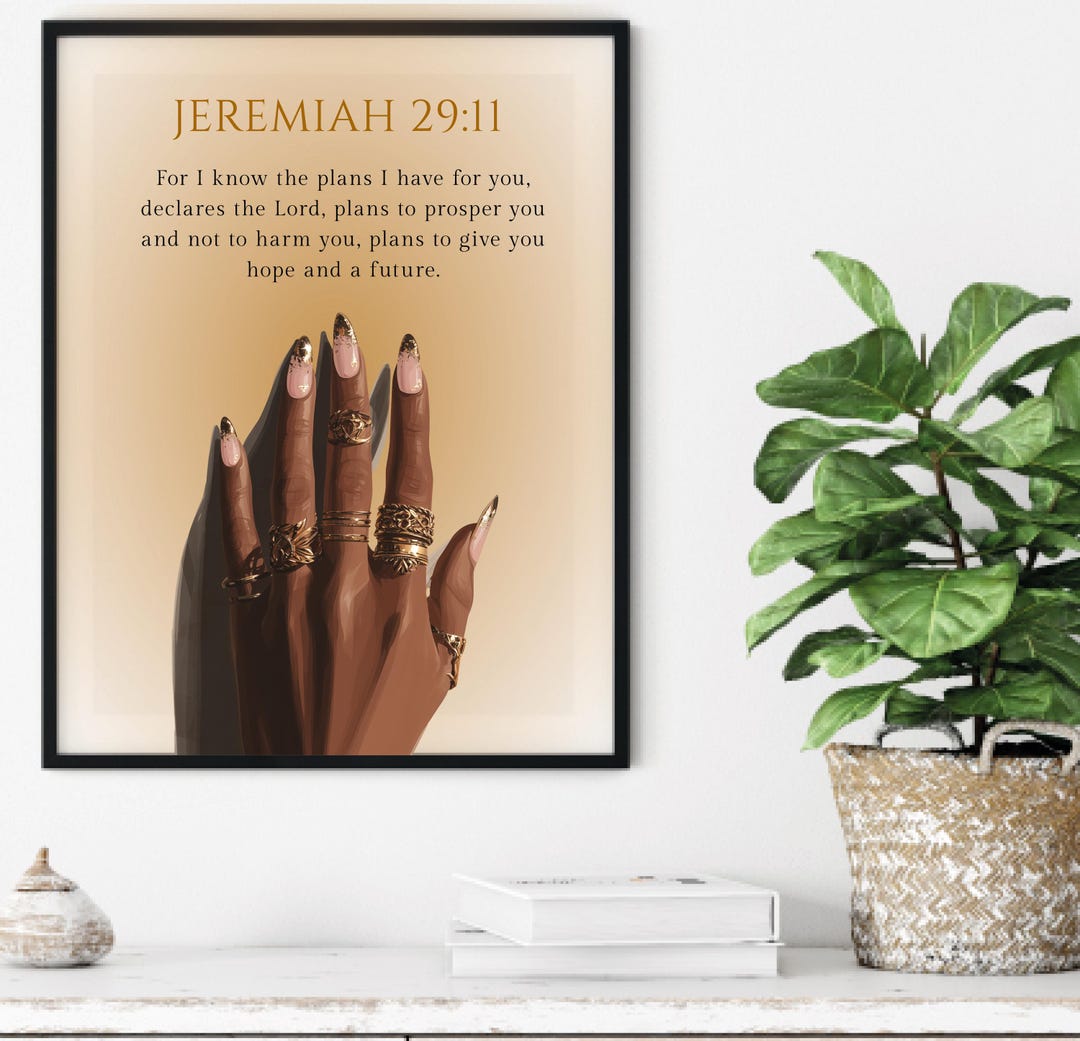 Tableau Jérémie 29:11 - Décoration Murale Chrétienne Avec Coucher De Soleil Désert - Verset Biblique Inspirant