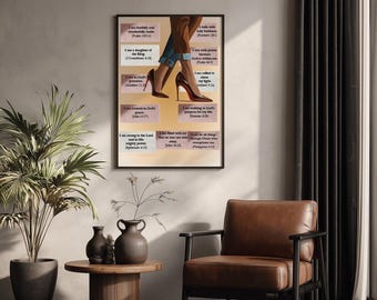 Black Girl Wall Art, Black women Christian wall art, Modern Christian Art, Scripture Wall art, Christian Posters, Bible verse wall art