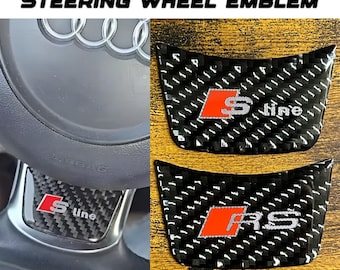 1x RS S Line Steering Wheel Carbon Fiber Badge For Audi A3 A4 A5 A6 A7 Q3 Q5 Q7 RS4 RS5