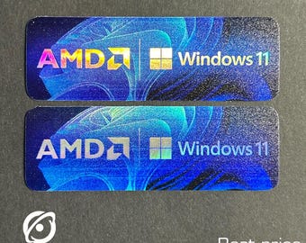 2x AMD Windows 11 Sticker / For Desktop Laptop Custom Sticker Label 1" x 3"