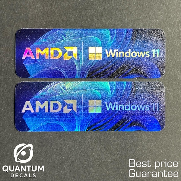 2x AMD Windows 11 Sticker / For Desktop Laptop Custom Sticker Label 1" x 3"