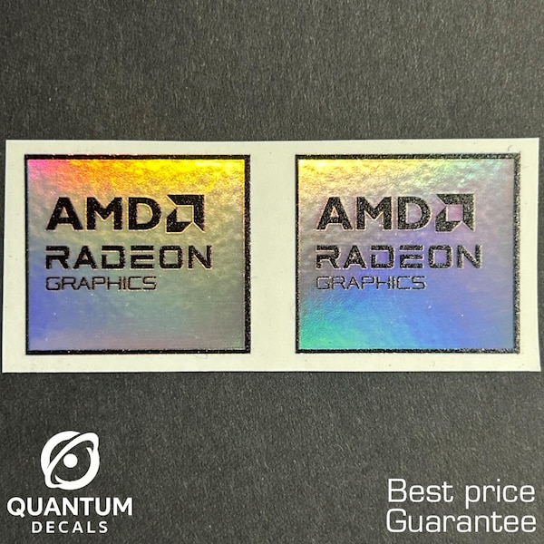 2x AMD Radeon Graphics Holographic Sticker / For Desktop Laptop Custom Sticker Label 1.13" x 1"