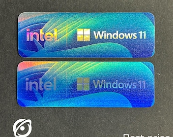 2x Intel Windows 11 Sticker / For Desktop Laptop Custom Sticker Label 1" x 3"