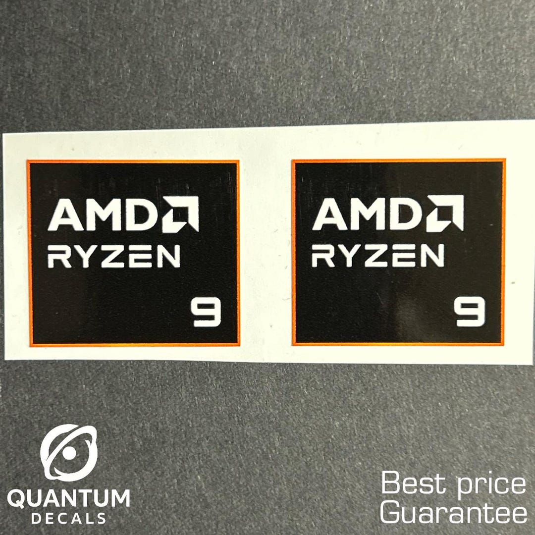 2x AMD Ryzen 9 Sticker / for Desktop Laptop Custom Sticker Label 1.13 ...