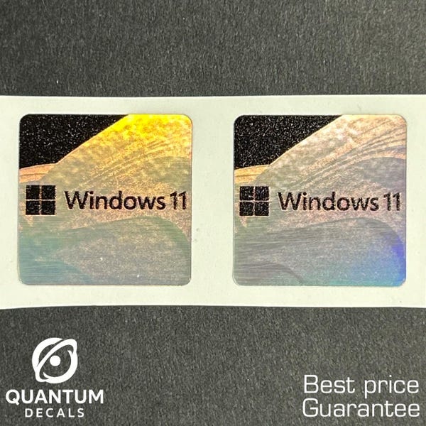 2x Windows 11 Holographic Sticker / For Desktop Laptop Custom Sticker Label 1" x 1"