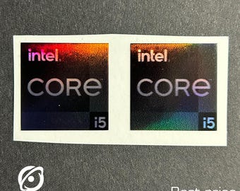 2x Intel Core i5 Holographic Sticker / For Desktop Laptop Custom Sticker Label 1" x 1"