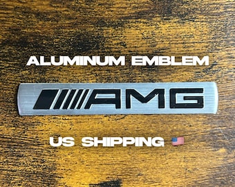 1x AMG Mercedes Benz Small Car Emblem Metal Aluminum Badge (Silver)