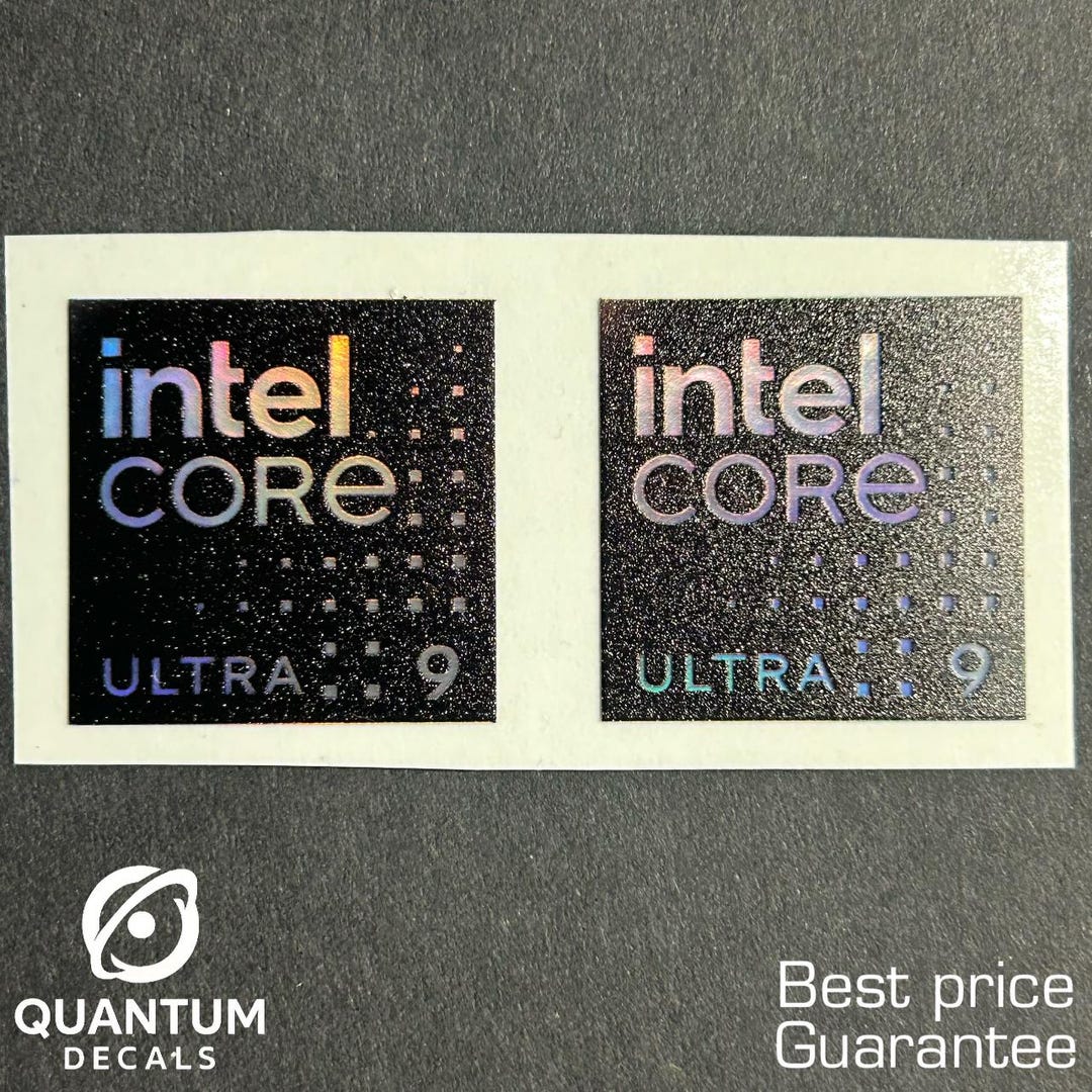 2x Intel Core Ultra 9 Black Holographic Sticker / for Desktop Laptop ...