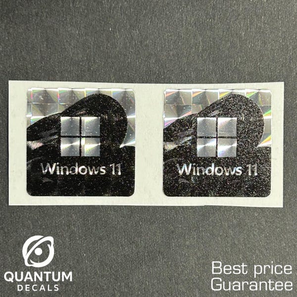 2x Windows 11 Prismatic Sticker / For Desktop Laptop Custom Sticker Label 1" x 1"