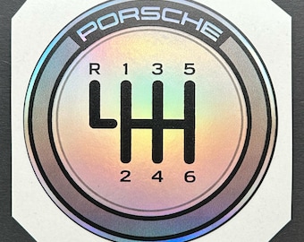Manual Transmission Decal Sticker For Porsche - 3" x 3" Holographic