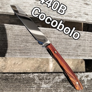 071-Fast handgjord skalnings- eller bordskniv i rostfritt stål och cocobolo