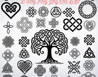 Celtic Knot SVG Bundle, Celtic PNG Bundle, Celtic Clipart, Celtic SVG Cut Files for Cricut, Knots Clovers Crosses Bundle, Celtic Knot Svg