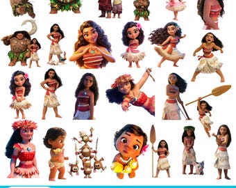 Island Princess Clipart PNG Bundle | Tropical Ocean Girl Clipart | Polynesian Style Princess PNG | Sublimation Graphics