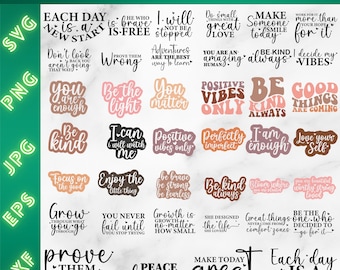 Pacchetto SVG motivazionale, Affermazione SVG, Citazione positiva SVG, Download digitale, Carino SVG motivazionale, Detto SVG, PNG, File