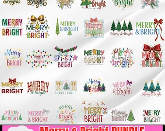 Brushstroke Pink christmas png bundle, merry & bright png, floral christmas tree png, Pink santa png, Merry varsity png, Nutcracker png,