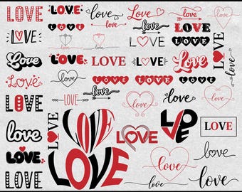 Love Svg Bundle, Love Word Svg, Love Clipart, Love Heart Svg, Heart Svg, Valentine Svg, Valentine's Day Svg, Cut File, Png, Instant Download