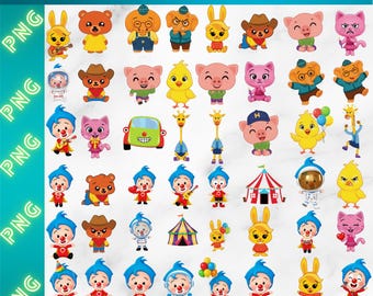 Bundle PNG de dessin animé clown coloré | Clipart personnage de cirque mignon | Fichiers de sublimation imprimables