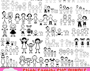 Stick Family Svg Bundle, Stick Date Svg, Family Sticker, Stick Figures Png, Stick People Svg, Stick Family Clipart, For Cricut, Silhouette