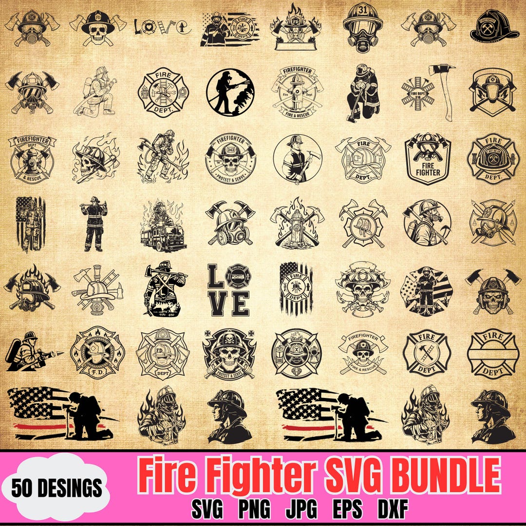 Fire Dept Svg Bundle, Firefighter Svg, Fire Rescue Svg, Fireman Clipart ...