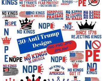 Paquete PNG "No hay reyes en Estados Unidos", descarga digital, PNG de democracia patriótica, SVG de "No hay reyes", letrero de "No hay reyes en Estados Unidos", "No es mi presidente", SVG PNG