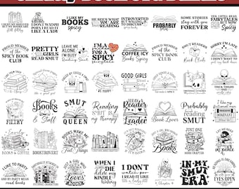 Smutty Book SVG Bundle | Spicy Romance Reader SVGs | Funny Bookish Clipart | Book Lover Cricut Files | Png Svg Dxf for Stickers & Tees