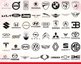 Car Logo SVG Bundle | Automotive Emblem SVG Pack | Car Badge Style Logos | Auto Logo Vector Files | Cricut & Silhouette Cut Files