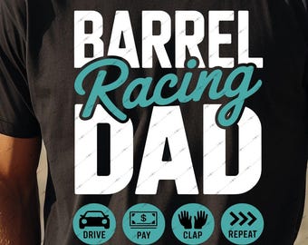 Papá de carreras de barriles SVG PNG: Diseños de caballos de rodeo, jinetes de broncos y vaqueros (archivos digitales)