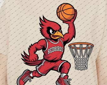 Mascota de baloncesto Red Cardinal SVG, imágenes prediseñadas de Illinois Spirit (descarga digital)