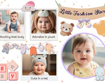 Little Fashion Star Baby Photo e-Card - Editable Canva Template