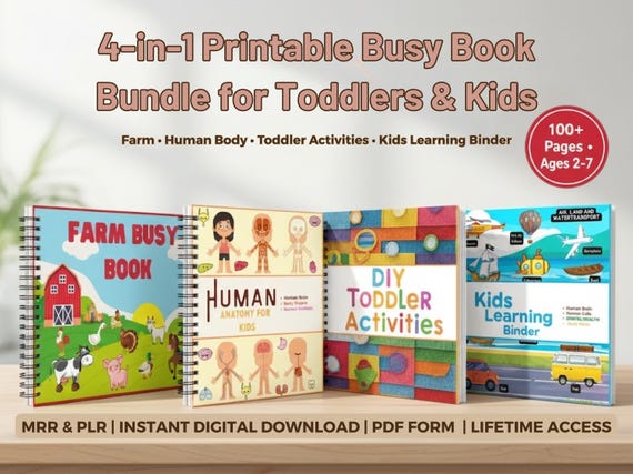 Toddler Learning Binder | 4-in-1 Printable Busy Book (Ages 2-7)
