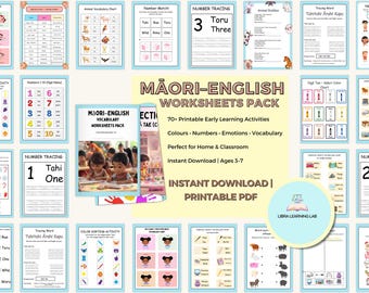 Māori English Worksheet Pack | Kids Early Learning Activities (Digital Download)