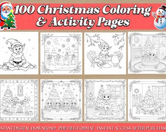 Christmas Coloring & Activity Book for Kids | 100-Page Holiday Learning (Digital Download)