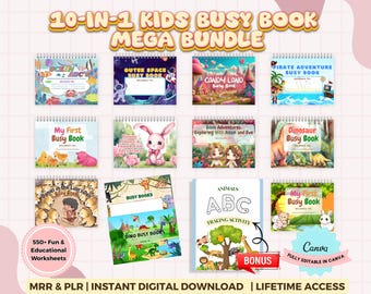 Toddler Learning Binder, 10-in-1 Mega Busy Book, Homeschool Printable (with PLR) | Instant Digital Download