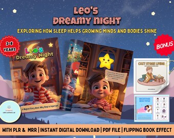 Leo's Dreamy Night Storybook | Kids Sleep Routine, Coloring Pages (Digital Download)