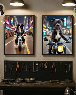 Custom Biker Pet Portrait , Cool Cat or Dog Biker on Motorcycle Art, Personalized Pet Gift, Funny Pet Wall Art, Pet Memorial Poster By ZEYNEST Designed by ZEYNEST 1 year on Etsy