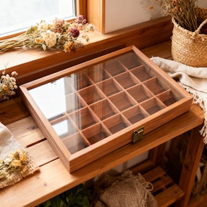 Custom Engraved Black Walnut Wood Storage Box & 24-Slot Watch Display Case, Personalized Gift for Him ,Handmade Jewelry Organizer.