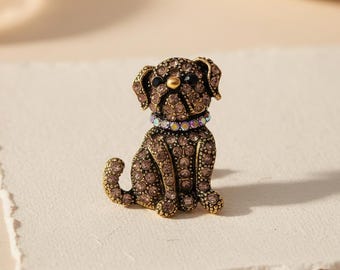 Vintage Butler and Wilson Dogs Brooch, Aurora Borealis Crystals