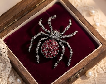 Broche de araña de cristal - Pin de solapa con insecto de gema de dos tonos