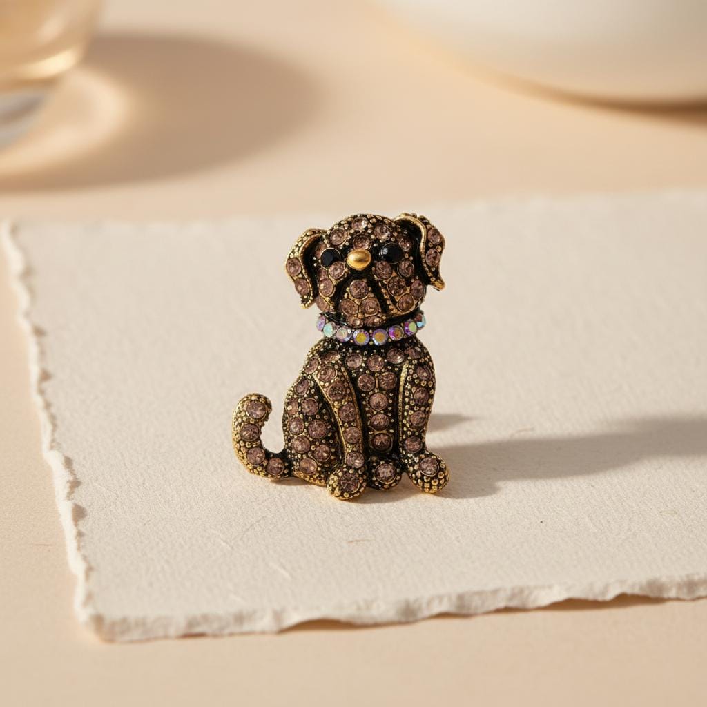 Broche Vintage Chien – Accessoire Rétro Original – Fantaisie