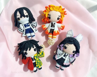 Crochet Pattern Bundle 4 in 1: Anime Hashira Warrior Amigurumi (PDF English)