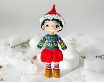 Patrón amigurumi de duende navideño / Elfo de crochet Buddy Boy PDF