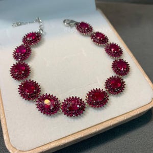 Beautiful Ruby Gemstone Bracelet, Handcrafted 925 Sterling Silver Rhodium Plated Jewelry, Natural Gemstone Elegant Anniversary Gift For Her