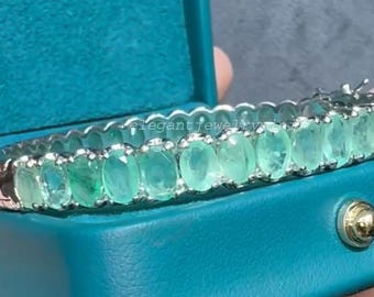 Elegant smaragdarmband, handgjorda smycken i rodiumpläterat 925 sterlingsilver, lyxig present till hennes årsdag
