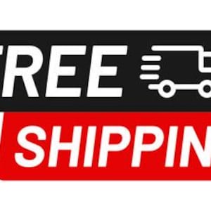 May include: Two rectangular banners, one black and one red, stacked diagonally. The top banner reads "FREE" in white capital letters, with a white truck icon. The bottom banner reads "SHIPPING" in white capital letters.
