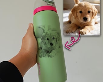 Custom Pet Photo Gifts, Engraved Your Favorite on 32oz OWALA Tumbler, Unique Gifts