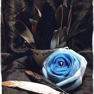 Blue Rose Intention Candle Bee Wax Altar Candle with Herbs
